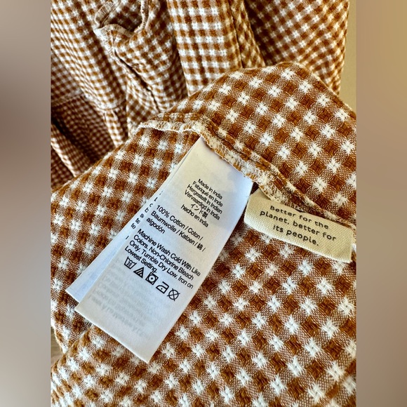 Gingham Puff-Sleeve Wrap Dress in Golden Pecan, size 1X - Picture 9 of 12